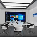 Modern Meeting Room Interior For Digital Command Center With White Conference Table And Chairs