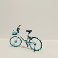 White And Blue Urban Bicycle With Front Basket And Comfortable Seat