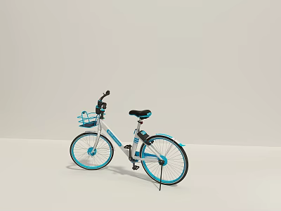 White And Blue Urban Bicycle With Front Basket And Comfortable Seat 3d model