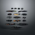 Various Types of Modern Weapons Including Rifles Pistols and Tactical Firearms