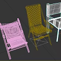 Three Stylish Leisure Chairs With Wooden Frames Red Checkered Cushions And Rocking Armchair Designs