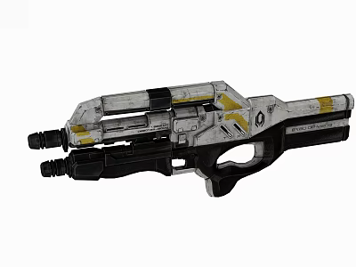 Futuristic Tactical Weapon With Silver Black Yellow Detailed Design Components 3d model