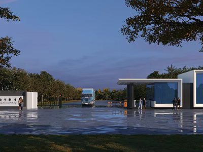 Modern Gate Factory Gate 3d model