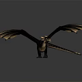 3D Rendered Mythical Dragon Model With Black Gold Scales And Outstretched Wings