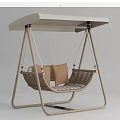 Modern Outdoor Wicker Swing Chair With Metal Frame Canopy And Cushions