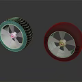 Two Black Tires With Silver Rims And Tread Patterns On Dark Background 3d model