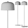 Minimalist Floor Lamp with Brown White Beige Dome Shades and Slim Metal Stand