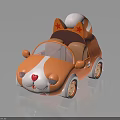 Kids Cartoon Dog Shaped Toy Car With Orange White Body And Star Roof