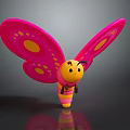 Cute 3D Game Bee Character With Pink Wings Yellow Spots And Orange Yellow Body