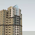 Modern Twin Tower High Rise Building With Glass Facade And Stone Exterior Design