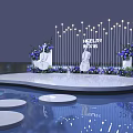Scenic Photo Check-in Spot With String Lights Purple Flowers Violin Decor Platform And Water Reflection