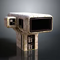 Vintage Retro Camera Device With Worn Beige Texture Black Screen And Small Panels