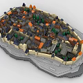 Building Blocks Castle Town Model With Colorful Roofs Green Trees And Walls
