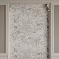 Elegant Bedroom Accent Wall With Floral Pattern Wallpaper And Gray Paneled Sides