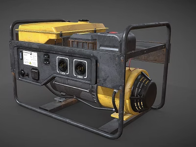 Industrial Generator With Yellow Black Design Control Panel And Metal Frame 3d model