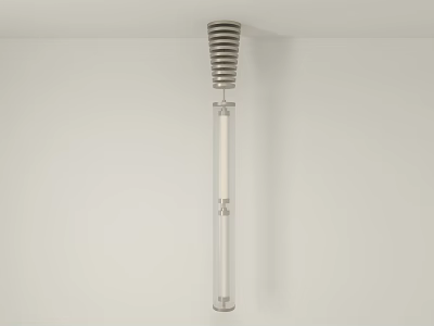 Modern Sleek Chandelier Design With Transparent Glass Cylinder And Metal Spiral Top 3d model