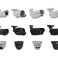 Various Projection Surveillance Cameras With White Black Designs And Outdoor Indoor Use