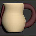 Stylish Cream Colored Pitcher With Red Handle And Rounded Modern Design 3d model
