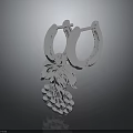 Silver Hoop Earrings With Grape And Leaf Decoration Fashionable Jewelry Accessory Design