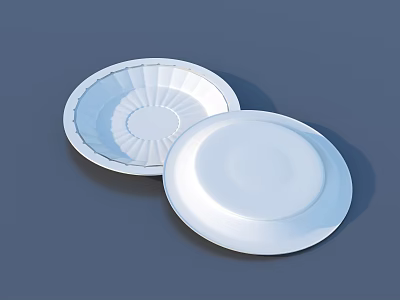 White Ceramic Dinnerware Set with Patterned and Solid Color Plates for Dining Table 3d model