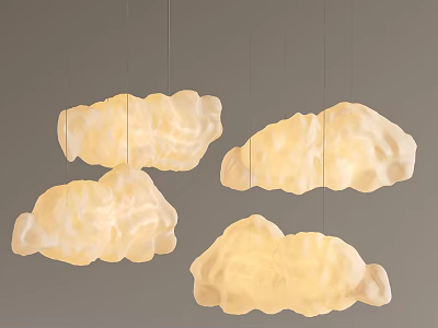 Four Cloud Shaped Chandeliers With Warm Creamy Glow For Modern Interior Decor 3d model