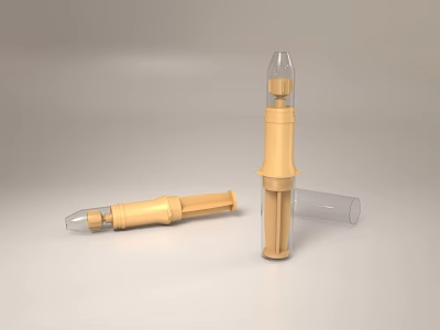 Golden Cylindrical Device Design With Transparent Top And Detachable Components 3d model