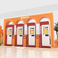 Modern Vending Machines in Orange Arch Indoor Space With Green Plants and Cactus