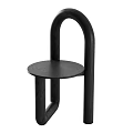 Modern Black Single Chair With Curved Frame And Round Seat Design