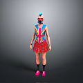 Kids Colorful Outfit With Rainbow Pattern T Shirt Red Plaid Skirt and Pink Shoes