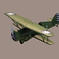 Vintage Green Biplane Fighter Aircraft With Star Insignia Number 1 And Propeller Design