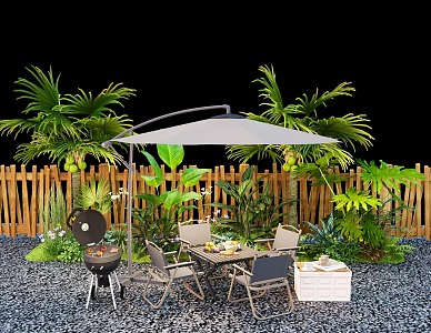 Camping Meichen Pin Point Outdoor Camping Table and Chair Barbecue Plant Combination Food Camp Photo Point 3d model