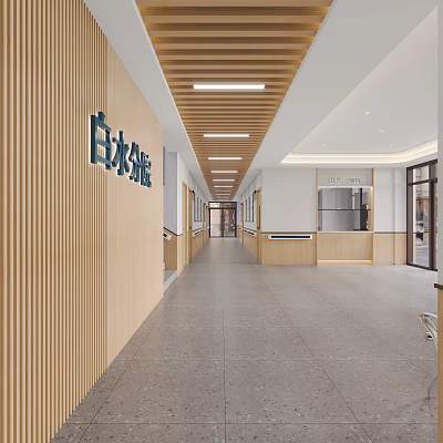 Modern Hospital Outpatient Clinic Interior With Reception Area And Corridor 3d model