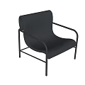 Two Modern Dark Gray Upholstered Leisure Chairs With Sleek Metal Frame
