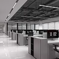 Modern Public Office Space With Open Layout Workstations Computers And Ergonomic Chairs 3d model