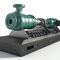 Green Horizontal Cylindrical Industrial Equipment With Black Base And Motor Component For Industrial Use