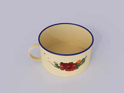Enamel cup big tea jar 3d model Enamel cup big tea jar 3d model