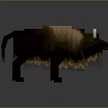 Pixelated 3D Bison Model With Brown Fur And White Horns In Pixel Art Style