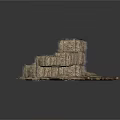Stacked Hay Bales Building Structure With Natural Material And Central White Object 3d model
