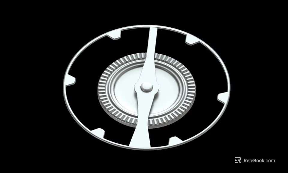 Metal Circular Mechanical Part With Central Pointer And Gear Teeth Design 3d model 