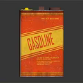 Red And Yellow Gasoline Can With Brown Lid Handle Two Gallons Flammable Warning Label