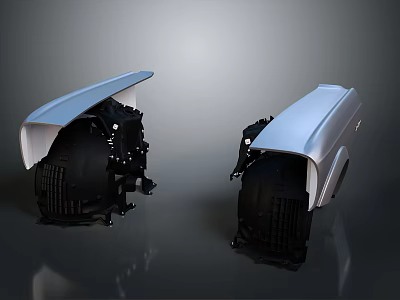 Two Medical Device Components With White Casing And Black Internal Mechanism 3d model