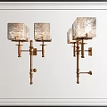 Elegant Brass Wall Sconces With Double Square Glass Shades For Interior Lighting Decor