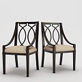 Elegant Leisure Chairs With Dark Wooden Frame Carved Backrest And Light Padded Seat