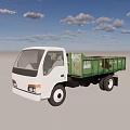 Beige Cab Green Dump Bed Utility Truck Featuring 415 And Concrete Sign For Construction Use
