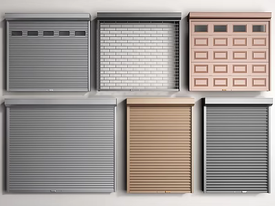 Various Styles And Colors Of Modern Garage Doors With Different Materials 3d model