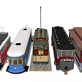 Different Styles Of Vintage Trains Displayed Together