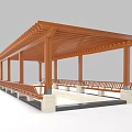 Modern Landscape Pavilion with Wooden Structure Dark Roof Circular Design and Benches