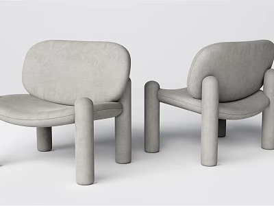 Light Gray Modern Minimalist Single Sofa With Round Backrest And Cylindrical Legs 3d model