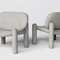 Light Gray Modern Minimalist Single Sofa With Round Backrest And Cylindrical Legs