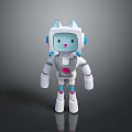 Cute Cat Robot With White Blue Body Cat Ears And Pink Accents Design